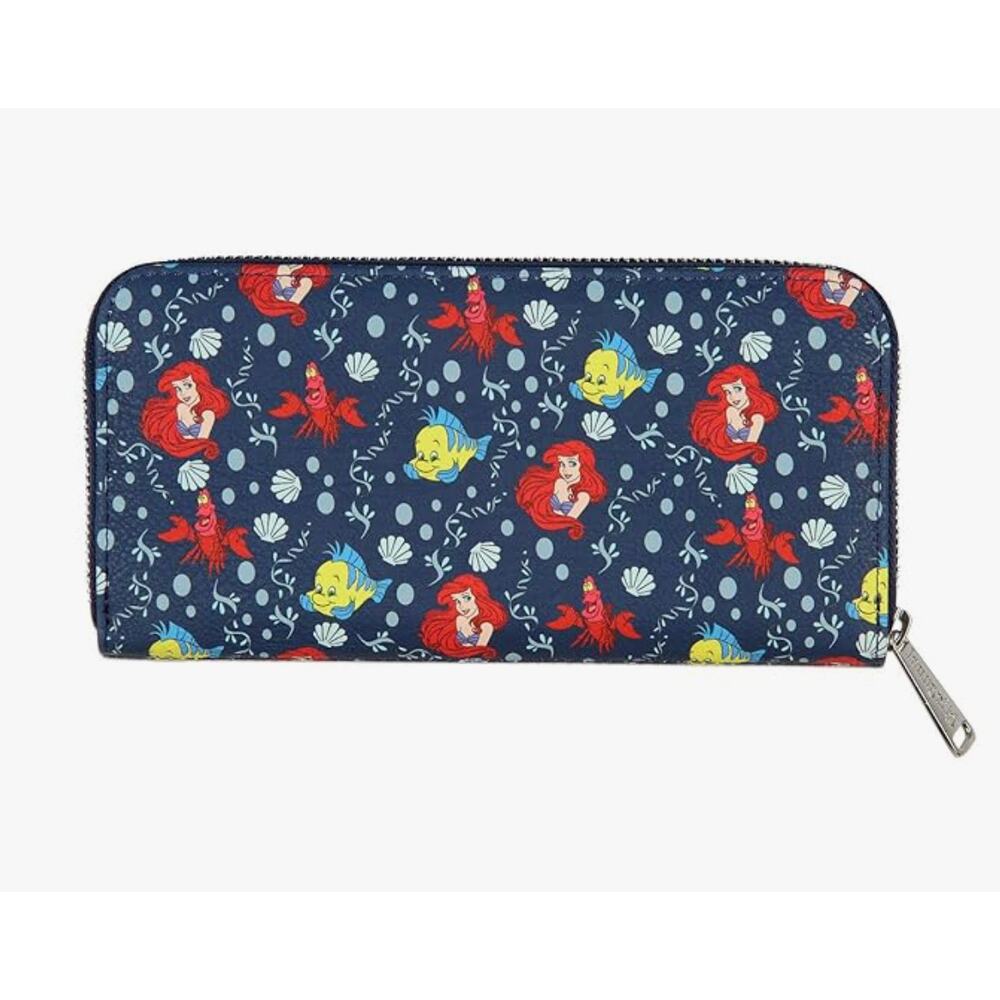 Loungefly Disney Little Mermaid Ariel And Flounder Faux Leather Full Zip Wallet